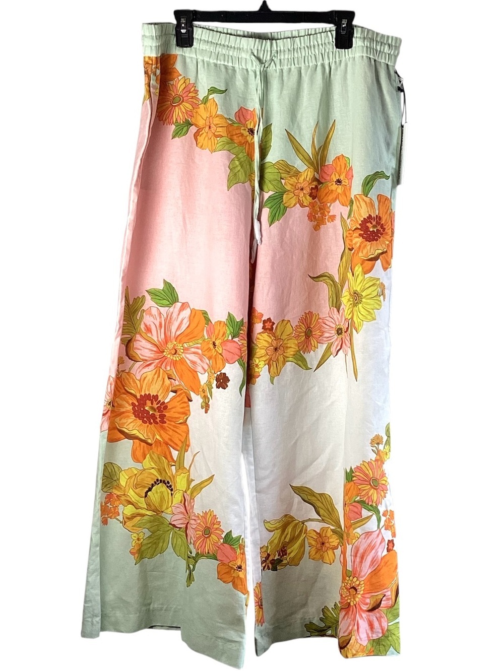 Maison d' Amelie NWT Floral Wide Leg Linen blend Pant Size XL  fancy vacation